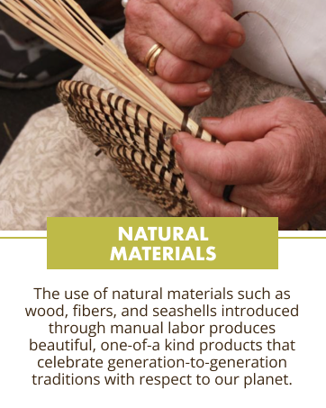 KOUBOO products are made from natural materials such as wood, fibers, seashells