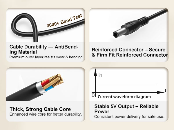 Cable Durability -Anti-Bending Material Premium outer layer resists wear &amp;amp; bending.