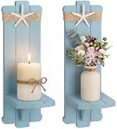 Alphatool Handmade Wooden Candle Sconces Set of 2 Farmhouse Wall Decor | Vintage Bedroom Livingro...