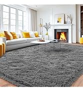Quntue 8x10 Area Rugs for Living Room, Large Ultra Fluffy Fuzzy Shag Grey Rug for Bedroom, Modern...