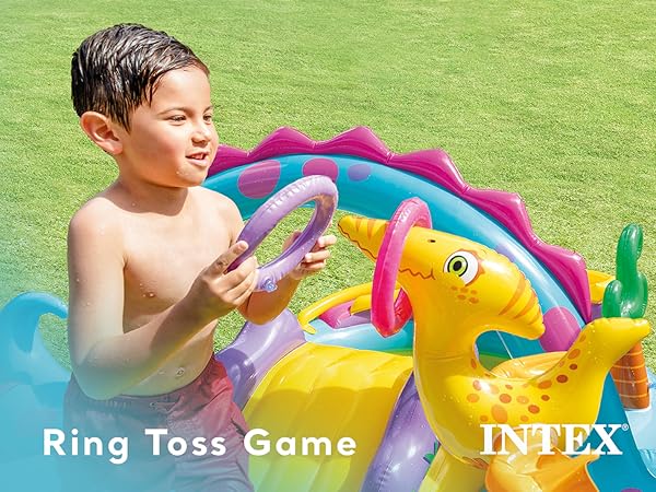 Intex 11ft x 7.5ft x 44in Dinoland Play Center Kiddie Inflatable Swimming Pool Caro3