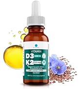 Dr. Robaina Vitamin D3 + K2 Drops – Vegan MCT Oil Liquid Supplement, 5000 IU D3 &amp; 120 mcg MK-7, S...