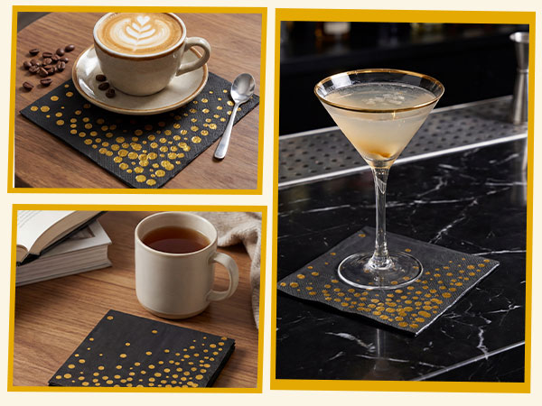 black gold napkins