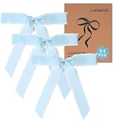 LaRibbons Blue Chiffon Ribbon Bows for Gift Wrapping, Premade Blue Bows for Wedding, Bridal Showe...
