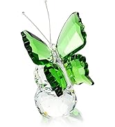 H&amp;D Crystal Flying Butterfly with Crystal Ball Base Figurine Collection Cut Glass Ornament Statue...