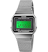 Gosasa Classic Unisex Women's Men's Digital Multifunction Sports Watch Stainless Steel Band Squar...