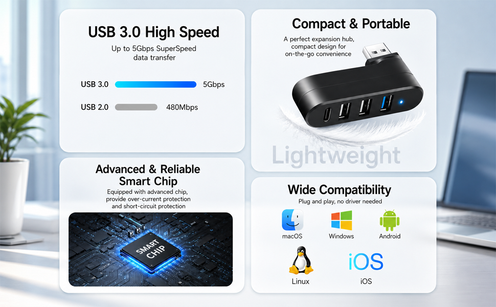 4-Port USB 3.0 Hub