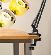 KMDES 12X Magnifying Glass with Light, Ultra Long 3 Section Swing Arm Magnifier with Stand Large ...