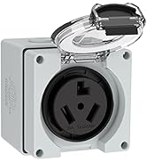 Muelnmey 30Amp Power Outlet Box,125/250Volt NEMA 10-30R Receptacle Outdoor dustproof and Weatherp...