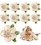 KINCHYGO, 10 Pack Crystal Camellia Flower Brooch Pin Funny Enamel Lapel Pins for Backpacks Badges...