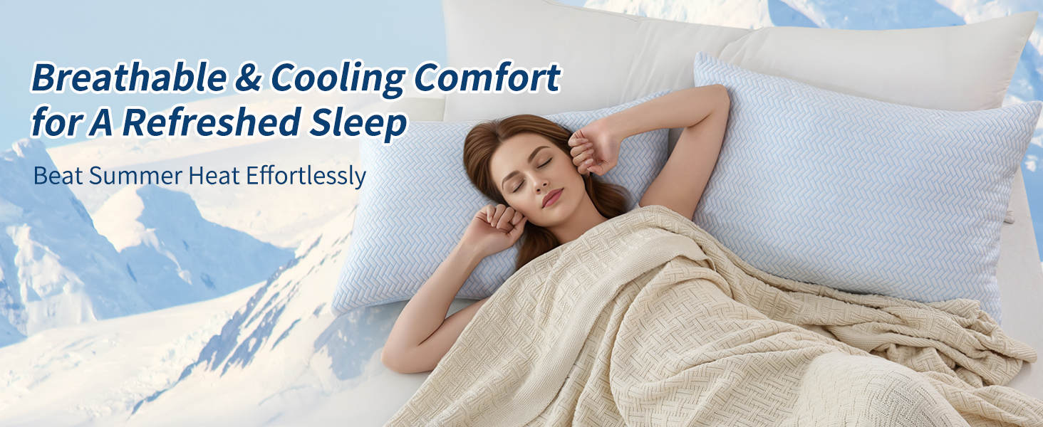cooling pillow memory foam pillows queen size set of 2