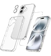 Maxdara [3 in 1 for iPhone 16 Clear Case, iPhone 16 Case with Tempered Glass Screen Protector and...