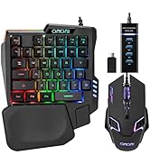 One Handed Half Keyboard Mouse USB Spilitter Type-C Adapter Gaming Combo with RGB LED Backlit 720...