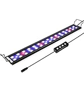 hygger 9W Full Spectrum Aquarium Light with Aluminum Alloy Shell Extendable Brackets, White Blue ...