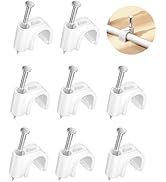 Jadaol 100Pcs 8mm Cable Clips with Nails, Round Ethernet Cable Wall Clips, LAN Network Cable Tack...