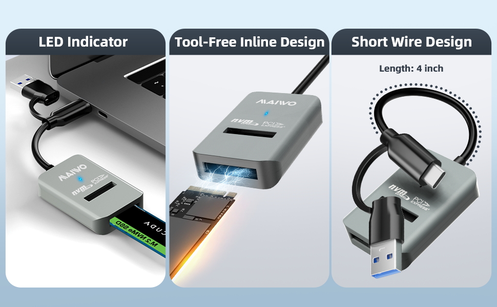 adapter for M2 NVMe PCIe M Key 2242 2260 2280 22110 External Solid State Drive Enclosure Converter