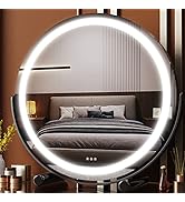 Gvnkvn 20" Vanity Mirror with Lights, LED Makeup Mirror, Large Round Mirror Lighted Makeup Mirror...