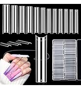 LIONVISON 504PCS NO C CURVE Clear Nail Tips for Acrylic Nails Professional, 3XL Extra Long Flat T...