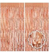 Rose Gold Party Birthday Decorations Foil Fringe Tinsel Curtain Backdrop Rosegold Groovy Party De...