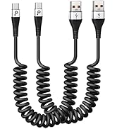 USB C Cable Fast Charging, 2Pack 3ft Coiled USB A to Type C Charge Cord for Car, USB-C Charging C...