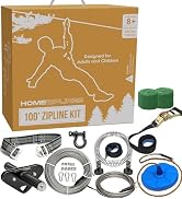 Hyponix Zip Line Kit for Kids &amp; Adults 100 Ft, Backyard Zipline for Outdoor — 350lb Capacity, 1/4...