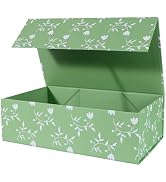 LFBOX Green Leaves Gift Box with Magnetic Lids 13.8x8.3x4.4 in, Large Bridesmaid Proposal Boxes, ...