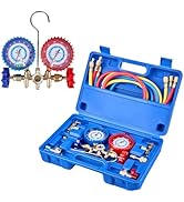 WISSCOOL AC Gauge Set for R134a R22 R404a, Automotive 3 Valve HVAC Manifold Gauge with 5ft Hoses,...