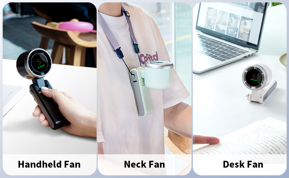 Portable Handheld Turbo Fan, 3600mAh Battery Operated Fan with LED Display, Mini Portable Fan