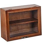 Wood Cabinet Mug Display Box, Wood Shadow Box Shot Glasses Display Case Shelf Action Figurine Dis...
