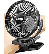 VANPRT 5000mah Clip on Fan, 6'' Portable Rechargeable Battery Fan, 7-30 Working Hours, 3 Speeds S...