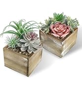 Der Rose 2 Pack Fake Succulents Plants in Wood Pots for Farmhouse Decor | Small fake plants,pink ...