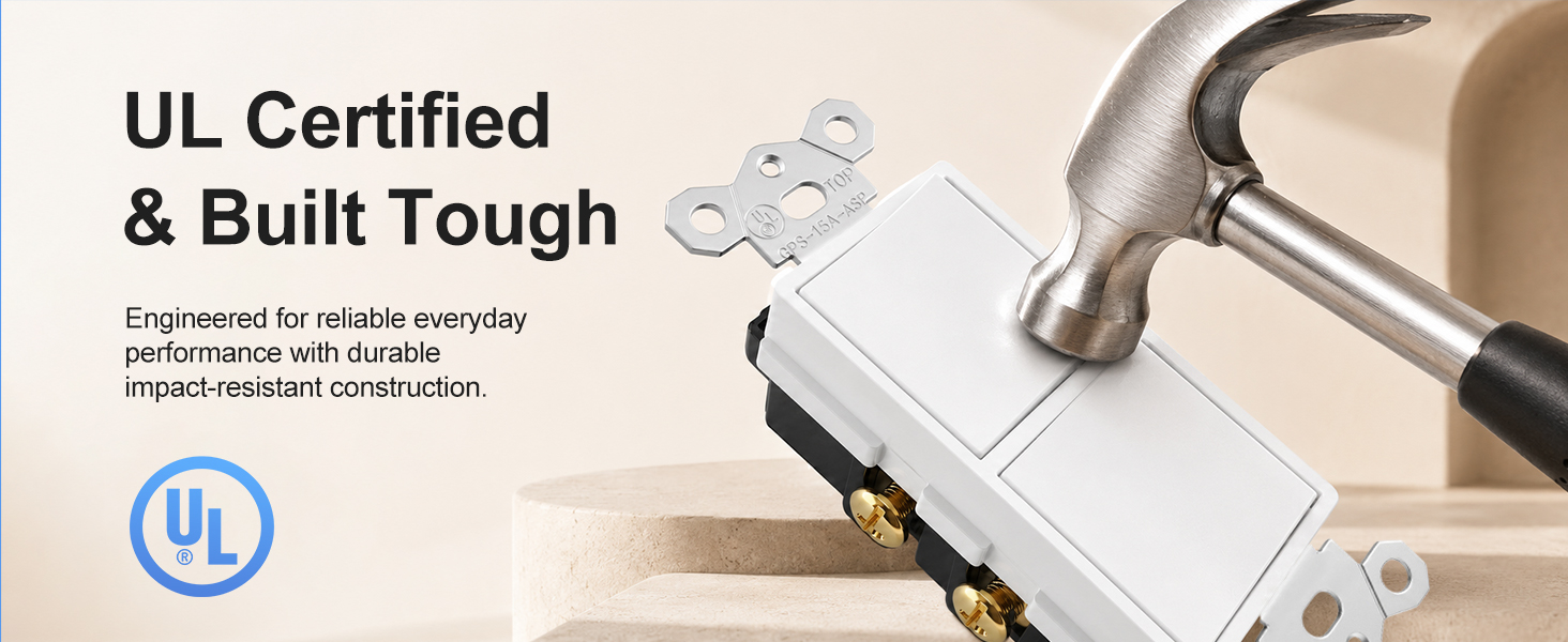 Light Switch, UL &amp;amp;amp; CUL Certified, White