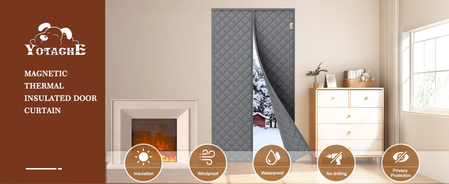 magnetic thermal insulated door curtain