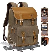 Padwa Lifestyle Khaki Canvas Camera Backpack - Large Camera Bag,Multi DSLR &amp; UAV Professional Cam...