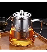 Mini Size Glass Teapot Tea Kettle-with Stainless Steel Removable Infuser for Blooming Tea &amp; Loose...