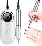 Electric Nail Drill Machine Cordless, Portable Rechargeable 30000 RPM Professional Nail E-File Ki...