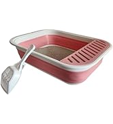 chuyouan Senior Cat Litter Boxes, Collapsible Open Low Entry Cat Litter Pan with Scoop Travel Cat...