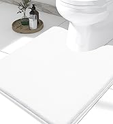 smiry Memory Foam U-Shaped Toilet Bathroom Rugs, Extra Soft Absorbent Non-Slip Contoured Rugs, Ma...