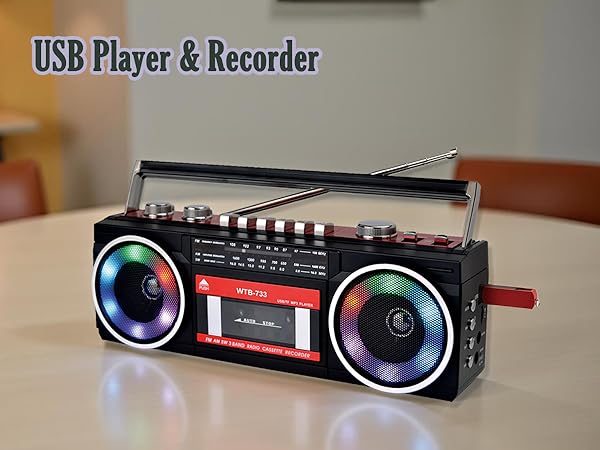 bluetooth boombox cassette player recorder usb