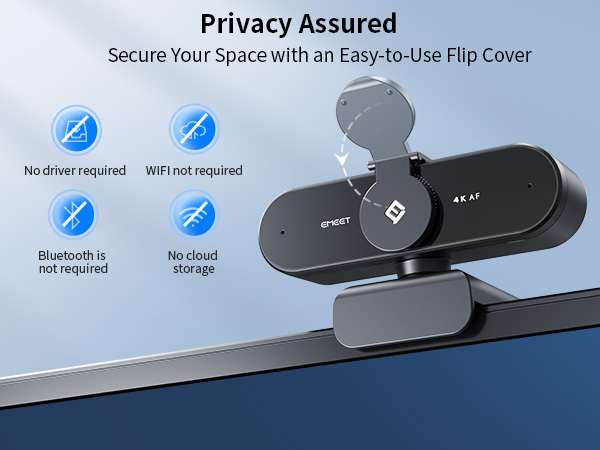EMEET NOVA 4K Webcam is ideal for professionals and settings that demand privacy