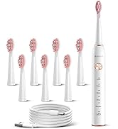 High Vibration 38000VPM Sonic Electric Toothbrush for Adults with Timer Dupont Brush Heads Ultra ...
