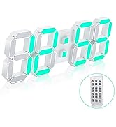 EDUP HOME 3D LED Wall Clock 7 Colors 15" with Remote Control,Digital Alarm Clock Adjustable Brigh...