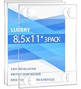 Ludery Acrylic Window Sign Holder 8.5 x 11 with 4 Suction Cups,Clear Acrylic Frames Glass Window ...