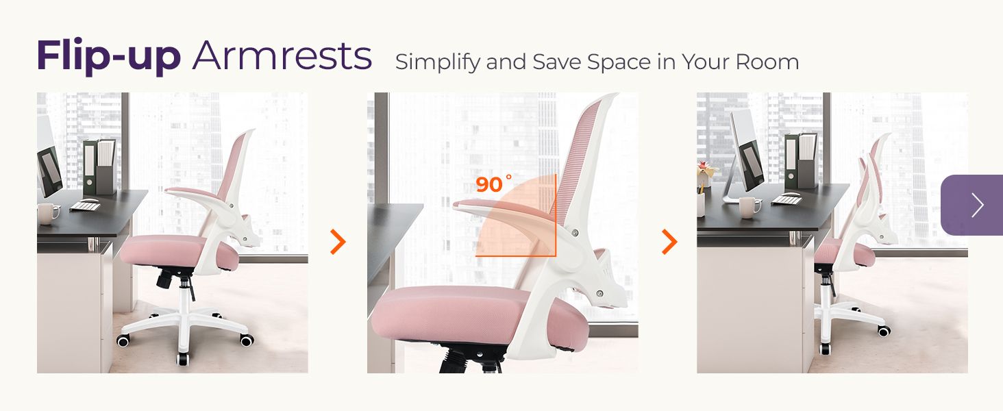 Space-Saving Chair with Flip-Up Armrests
