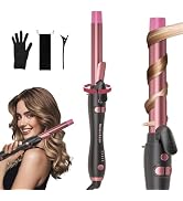 Rotating Curling Iron 1 Inch, Automatic Extra-Long Barrel Curling Iron, Universal Voltage, Self S...