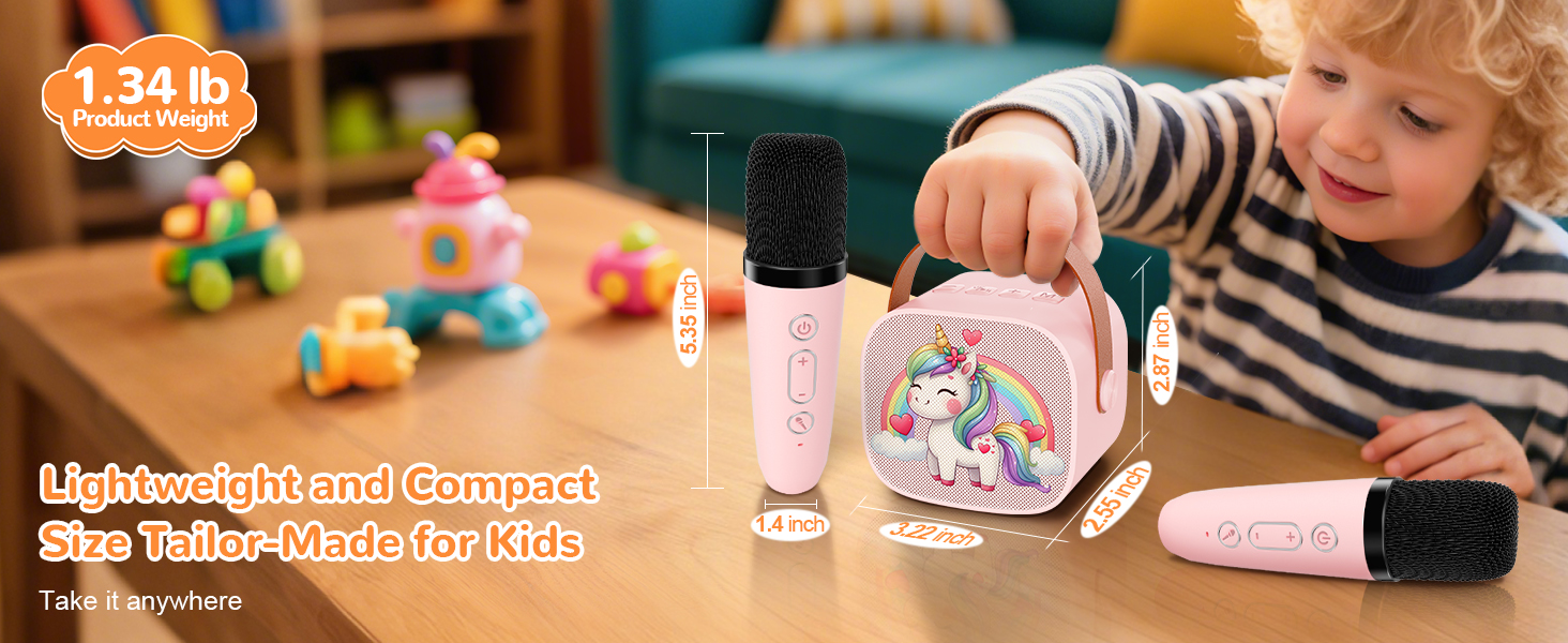 mini karaoke machine with 2 wireless microphones