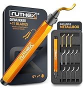 ruthex Deburring Tool (11 Blades) in Metal Box – Manual Debur Tool with Storage in Handle – Ideal...