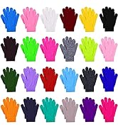 Cooraby 24 Pairs Kids Gloves Winter Magic Gloves Warm Knitted Stretchy Full Fingers Gloves
