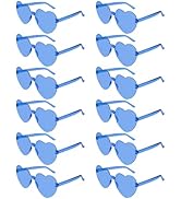 NACHLYNN 12 Pairs Blue Heart Sunglasses for Women Rimless Heart Shaped Sunglasses Candy Color Hea...