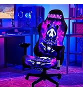 SparkLia Blacklight Gaming Chair Cover – UV Reactive Neon Glow Panda Design, Stretch Washable Sli...